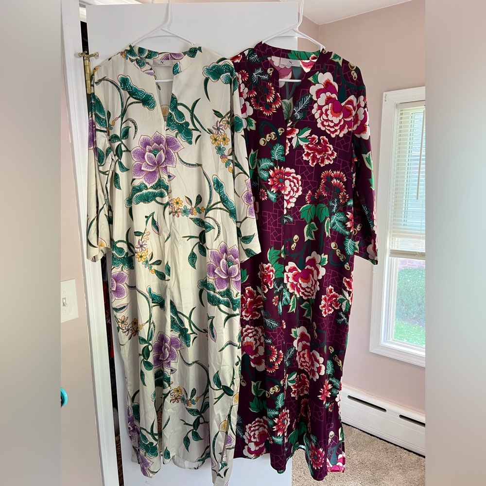 Pair of Natori caftan nightgowns